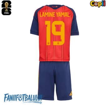 Spania Lamine Yamal #19 Echipament de Fotbal Replică Mondial 2026 Copii Acasa (+ Șorturi)